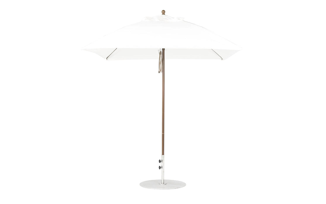 Ledge Lounger Essential Umbrella 7.5' Square Version 2 Pulley — Bronze Pole-Classic Ball Finial-R099 White Fabric