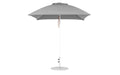Ledge Lounger Essential Umbrella 7.5' Square Version 2 Pulley — White Pole-Classic Ball Finial-R138 Cadet Grey Fabric