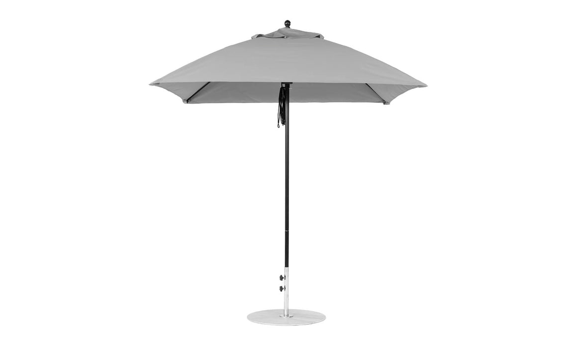Ledge Lounger Essential Umbrella 7.5' Square Version 2 Pulley — Black Pole-Classic Ball Finial-R138 Cadet Grey Fabric