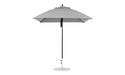 Ledge Lounger Essential Umbrella 7.5' Square Version 2 Pulley — Black Pole-Classic Ball Finial-R138 Cadet Grey Fabric
