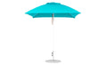Ledge Lounger Essential Umbrella 7.5' Square Version 2 Pulley — White Pole-Classic Ball Finial-R171 Turquoise Fabric