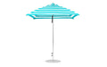 Ledge Lounger Essential Umbrella 7.5' Square Version 2 Pulley — Matte Silver Pole-Classic Ball Finial-R011 Turquoise Stripe Fabric