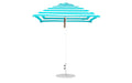 Ledge Lounger Essential Umbrella 7.5' Square Version 2 Pulley — White Pole-Classic Ball Finial-R011 Turquoise Stripe Fabric