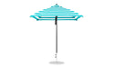 Ledge Lounger Essential Umbrella 7.5' Square Version 2 Pulley — Black Pole-Classic Ball Finial-R011 Turquoise Stripe Fabric