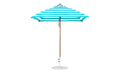 Ledge Lounger Essential Umbrella 7.5' Square Version 2 Pulley — Bronze Pole-Classic Ball Finial-R011 Turquoise Stripe Fabric