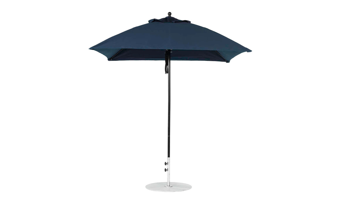 Ledge Lounger Essential Umbrella 7.5' Square Version 2 Pulley — Black Pole-Classic Ball Finial-R175 Captain Navy Fabric