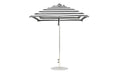 Ledge Lounger Essential Umbrella 7.5' Square Version 2 Pulley — Matte Silver Pole-Classic Ball Finial-R017 Black Stripe Fabric
