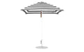 Ledge Lounger Essential Umbrella 7.5' Square Version 2 Pulley — White Pole-Classic Ball Finial-R017 Black Stripe Fabric