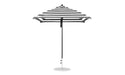 Ledge Lounger Essential Umbrella 7.5' Square Version 2 Pulley — Black Pole-Classic Ball Finial-R017 Black Stripe Fabric