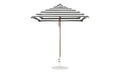 Ledge Lounger Essential Umbrella 7.5' Square Version 2 Pulley — Bronze Pole-Classic Ball Finial-R017 Black Stripe Fabric