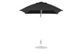 Ledge Lounger Essential Umbrella 7.5' Square Version 2 Pulley — White Pole-Classic Ball Finial-R103 Black Fabric