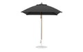 Ledge Lounger Essential Umbrella 7.5' Square Version 2 Pulley — Bronze Pole-Classic Ball Finial-R103 Black Fabric