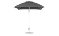 Ledge Lounger Essential Umbrella 7.5' Square Version 2 Pulley — White Pole-Classic Ball Finial-R164 Charcoal Grey Fabric