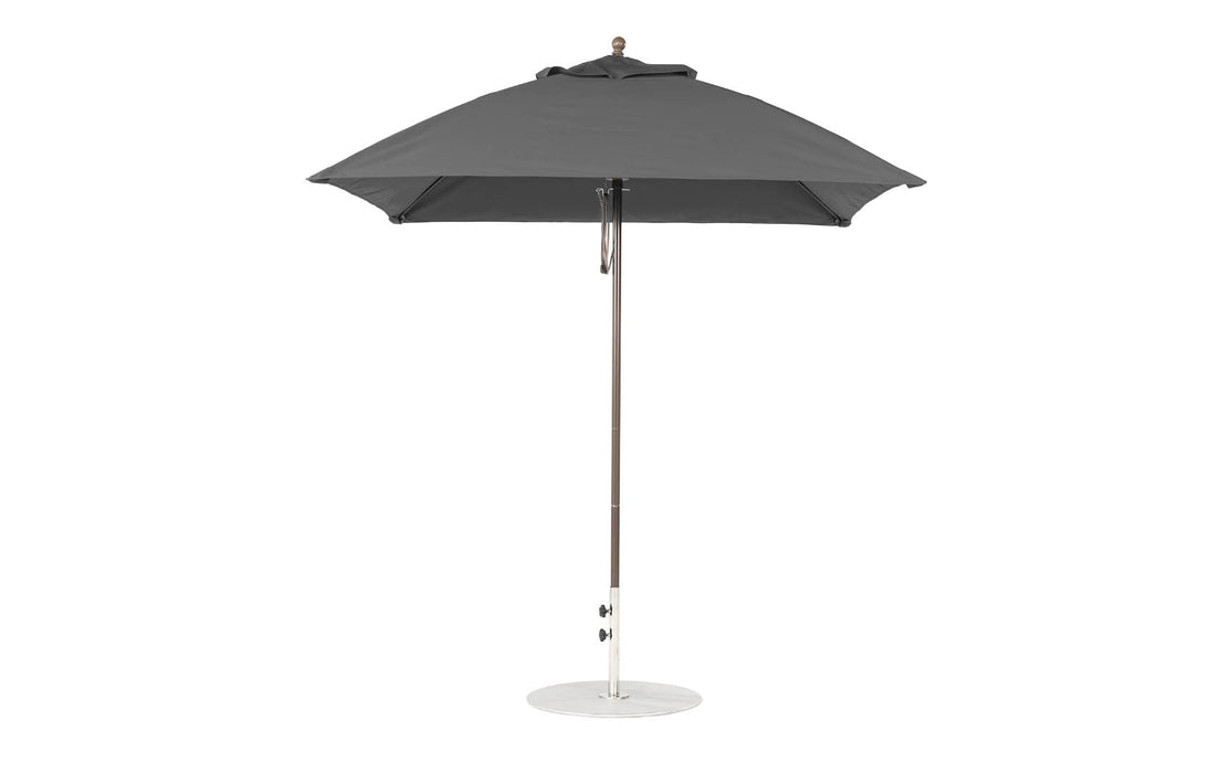 Ledge Lounger Essential Umbrella 7.5' Square Version 2 Pulley — Bronze Pole-Classic Ball Finial-R164 Charcoal Grey Fabric