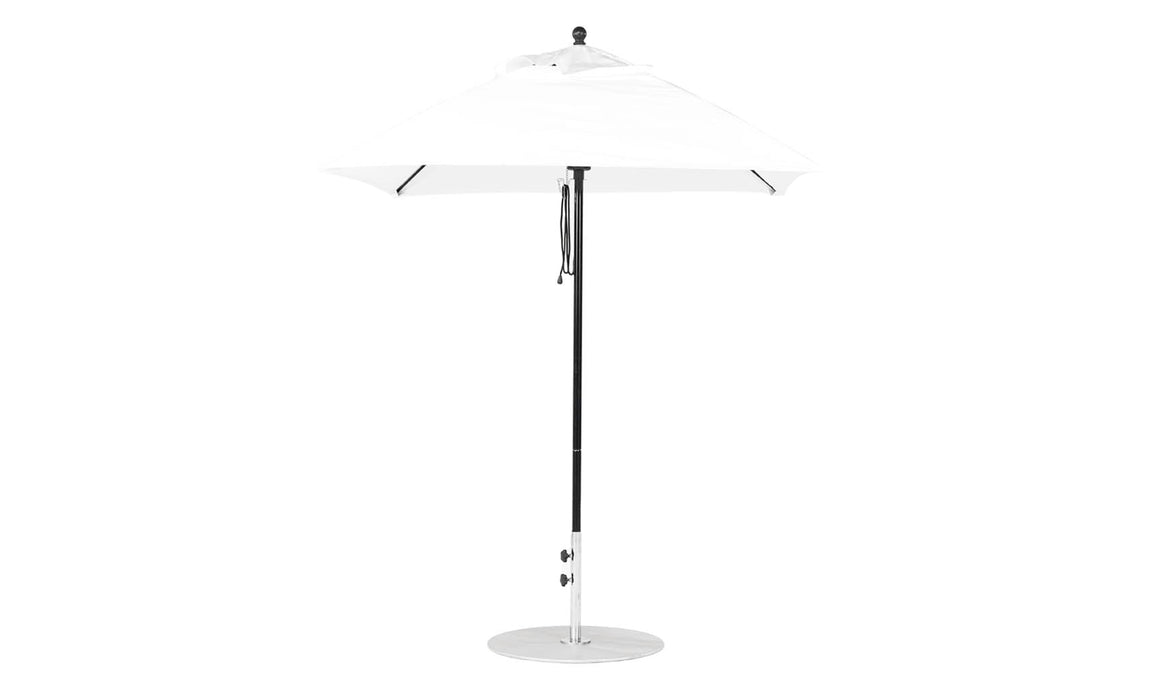 Ledge Lounger Essential Umbrella 6.5' Square Pulley — Black Pole-Classic Ball Finial-R099 White Fabric