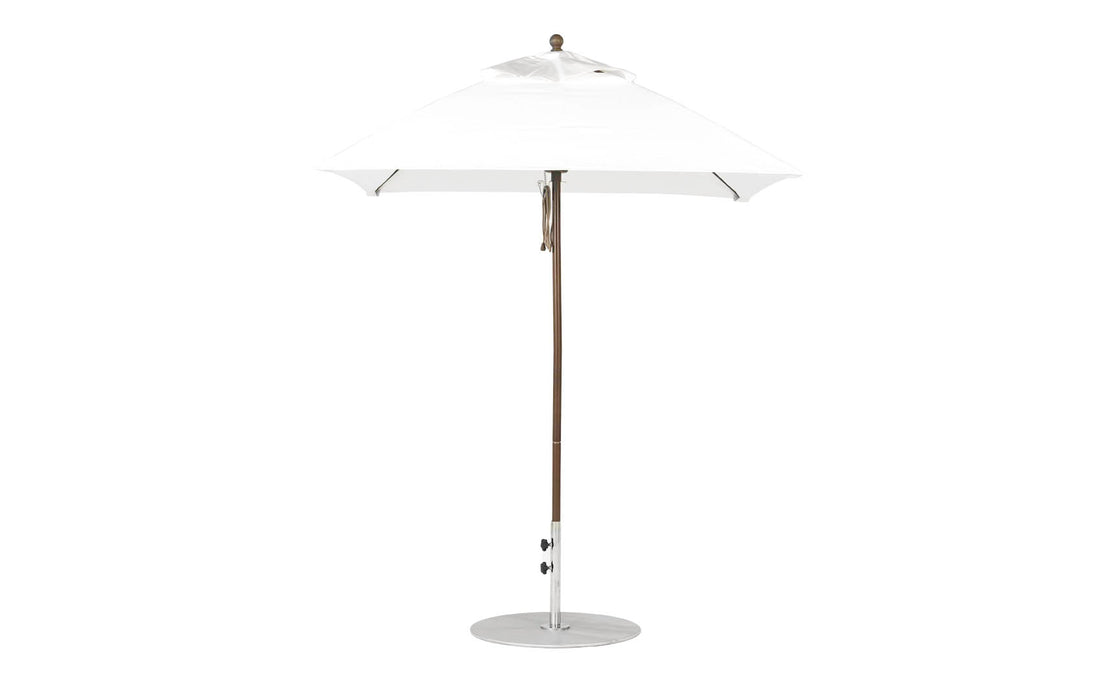 Ledge Lounger Essential Umbrella 6.5' Square Pulley — Bronze Pole-Classic Ball Finial-R099 White Fabric