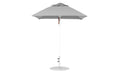 Ledge Lounger Essential Umbrella 6.5' Square Pulley — White Pole-Classic Ball Finial-R138 Cadet Grey Fabric