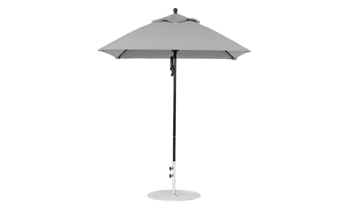 Ledge Lounger Essential Umbrella 6.5' Square Pulley — Black Pole-Classic Ball Finial-R138 Cadet Grey Fabric