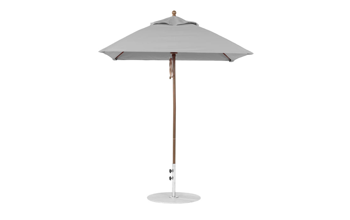 Ledge Lounger Essential Umbrella 6.5' Square Pulley — Bronze Pole-Classic Ball Finial-R138 Cadet Grey Fabric