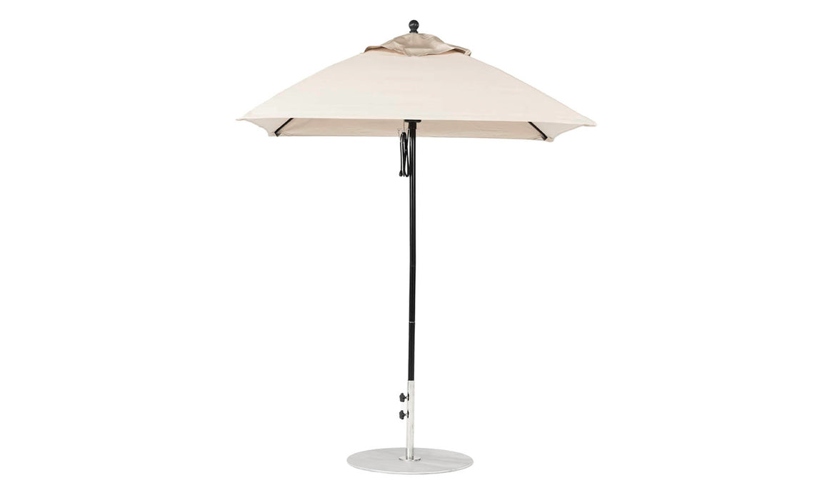 Ledge Lounger Essential Umbrella 6.5' Square Pulley — Black Pole-Classic Ball Finial-R126 Linen Fabric