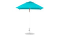 Ledge Lounger Essential Umbrella 6.5' Square Pulley — White Pole-Classic Ball Finial-R171 Turquoise Fabric