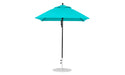 Ledge Lounger Essential Umbrella 6.5' Square Pulley — Black Pole-Classic Ball Finial-R171 Turquoise Fabric