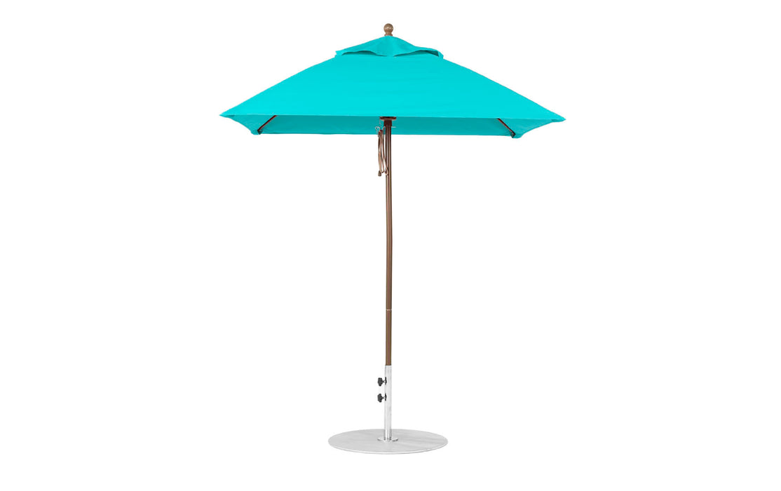 Ledge Lounger Essential Umbrella 6.5' Square Pulley — Bronze Pole-Classic Ball Finial-R171 Turquoise Fabric