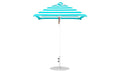 Ledge Lounger Essential Umbrella 6.5' Square Pulley — White Pole-Classic Ball Finial-R011 Turquoise Stripe Fabric