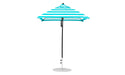 Ledge Lounger Essential Umbrella 6.5' Square Pulley — Black Pole-Classic Ball Finial-R011 Turquoise Stripe Fabric