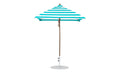 Ledge Lounger Essential Umbrella 6.5' Square Pulley — Bronze Pole-Classic Ball Finial-R011 Turquoise Stripe Fabric