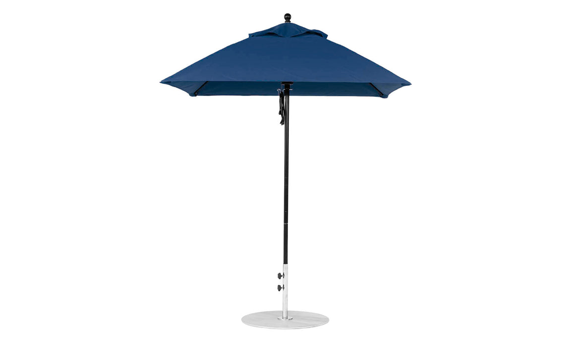 Ledge Lounger Essential Umbrella 6.5' Square Pulley — Black Pole-Classic Ball Finial-R175 Captain Navy Fabric