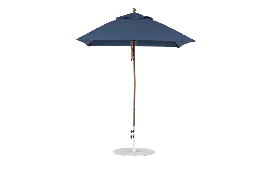 Ledge Lounger Essential Umbrella 6.5' Square Pulley — Bronze Pole-Classic Ball Finial-R175 Captain Navy Fabric