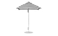Ledge Lounger Essential Umbrella 6.5' Square Pulley — Matte Silver Pole-Classic Ball Finial-R017 Black Stripe Fabric