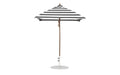 Ledge Lounger Essential Umbrella 6.5' Square Pulley — Bronze Pole-Classic Ball Finial-R017 Black Stripe Fabric