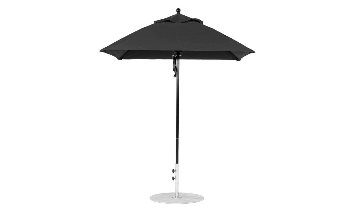 Ledge Lounger Essential Umbrella 6.5' Square Pulley — Black Pole-Classic Ball Finial-R103 Black Fabric