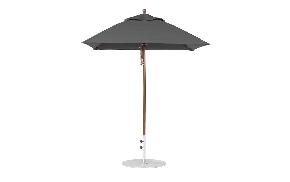 Ledge Lounger Essential Umbrella 6.5' Square Pulley — Bronze Pole-Classic Ball Finial-R164 Charcoal Grey Fabric