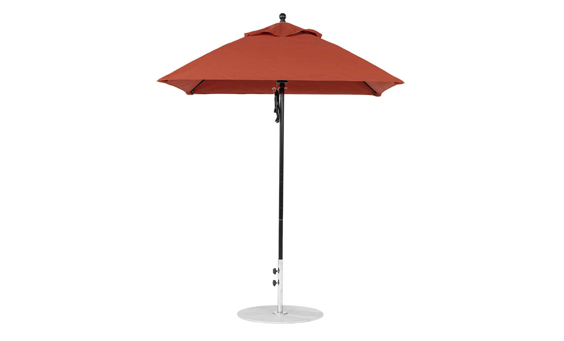 Ledge Lounger Essential Umbrella 6.5' Square Pulley — Black Pole-Classic Ball Finial-R104 Terracotta Fabric