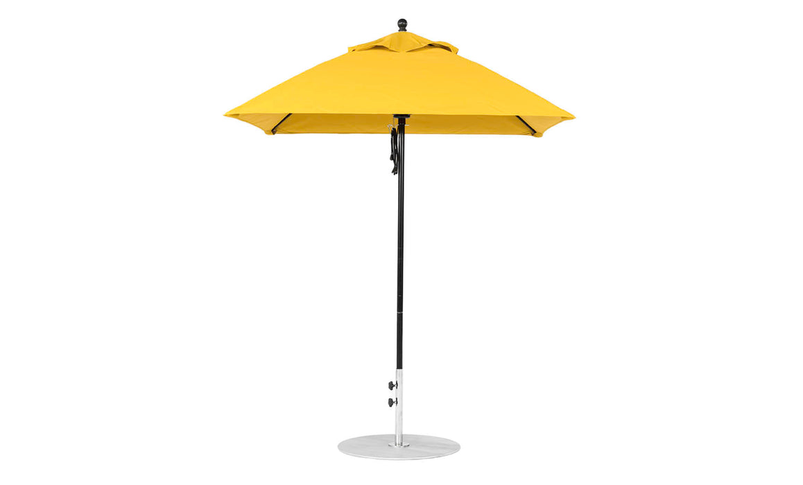 Ledge Lounger Essential Umbrella 6.5' Square Pulley — Black Pole-Classic Ball Finial-R554 Sunflower Yellow Fabric