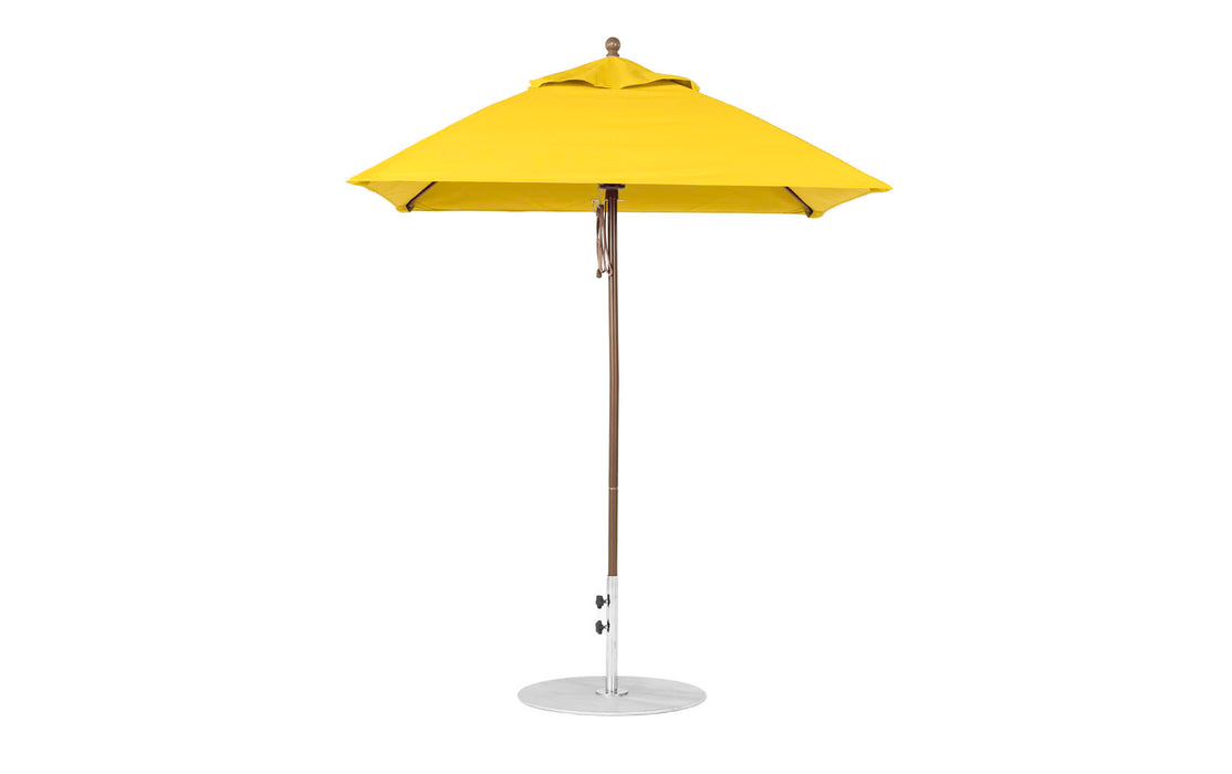 Ledge Lounger Essential Umbrella 6.5' Square Pulley — Bronze Pole-Classic Ball Finial-R554 Sunflower Yellow Fabric