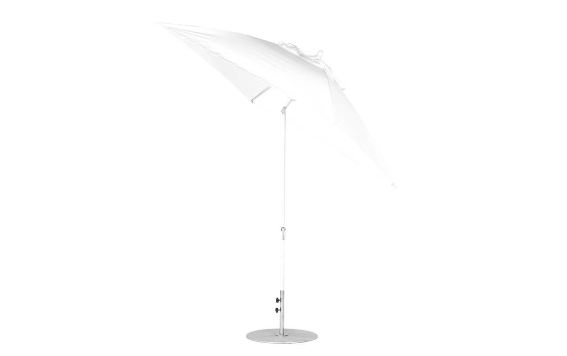 Ledge Lounger Essential Umbrella 7.5' Square Version 2 Crank Auto Tilt — White Pole-Classic Ball Finial-R099 White Fabric