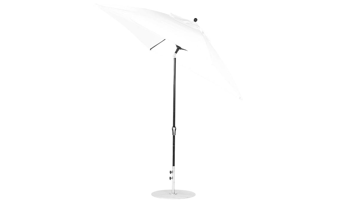 Ledge Lounger Essential Umbrella 7.5' Square Version 2 Crank Auto Tilt — Black Pole-Classic Ball Finial-R099 White Fabric