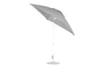 Ledge Lounger Essential Umbrella 7.5' Square Version 2 Crank Auto Tilt — White Pole-Classic Ball Finial-R138 Cadet Grey Fabric