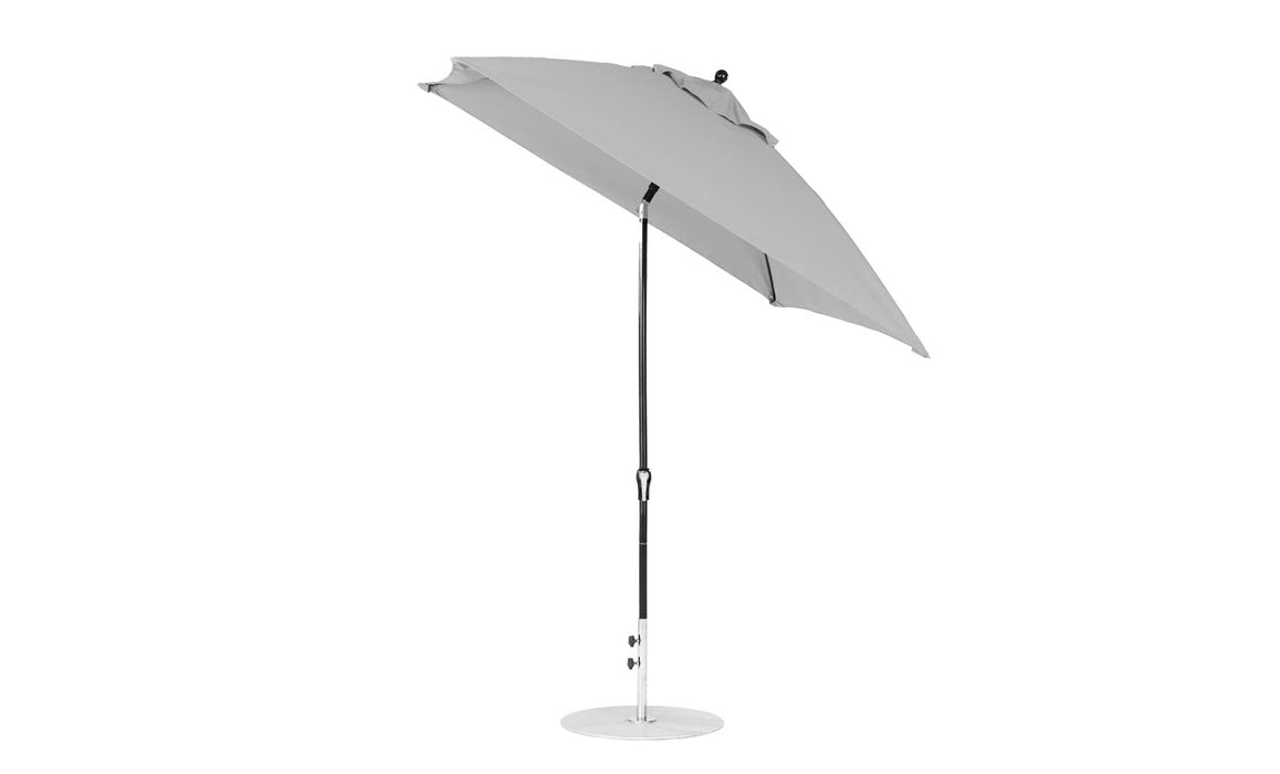 Ledge Lounger Essential Umbrella 7.5' Square Version 2 Crank Auto Tilt — Black Pole-Classic Ball Finial-R138 Cadet Grey Fabric
