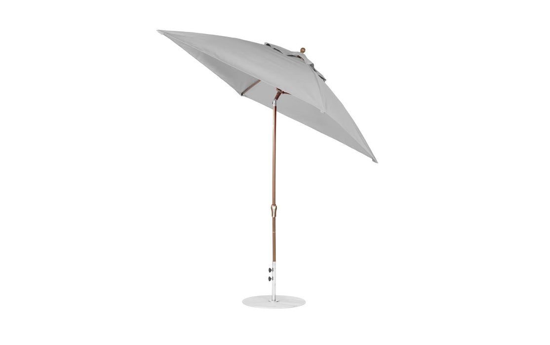 Ledge Lounger Essential Umbrella 7.5' Square Version 2 Crank Auto Tilt — Bronze Pole-Classic Ball Finial-R138 Cadet Grey Fabric