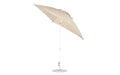 Ledge Lounger Essential Umbrella 7.5' Square Version 2 Crank Auto Tilt — White Pole-Classic Ball Finial-R126 Linen Fabric