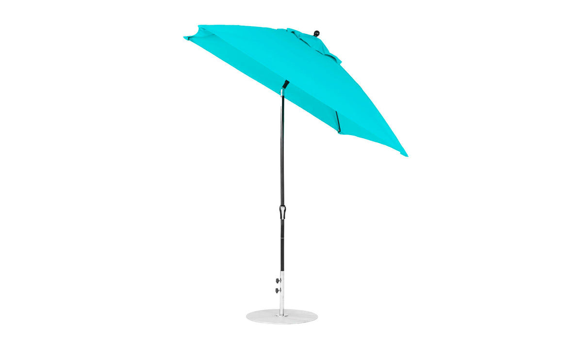 Ledge Lounger Essential Umbrella 7.5' Square Version 2 Crank Auto Tilt — Black Pole-Classic Ball Finial-R171 Turquoise Fabric