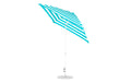 Ledge Lounger Essential Umbrella 7.5' Square Version 2 Crank Auto Tilt — White Pole-Classic Ball Finial-R011 Turquoise Stripe Fabric