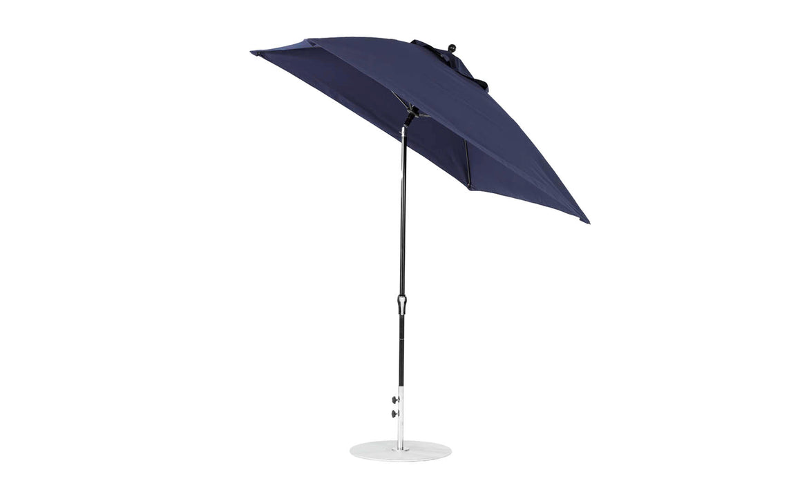 Ledge Lounger Essential Umbrella 7.5' Square Version 2 Crank Auto Tilt — Black Pole-Classic Ball Finial-R175 Captain Navy Fabric