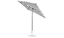 Ledge Lounger Essential Umbrella 7.5' Square Version 2 Crank Auto Tilt — Black Pole-Classic Ball Finial-R017 Black Stripe Fabric
