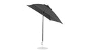 Ledge Lounger Essential Umbrella 7.5' Square Version 2 Crank Auto Tilt — Black Pole-Classic Ball Finial-R164 Charcoal Grey Fabric